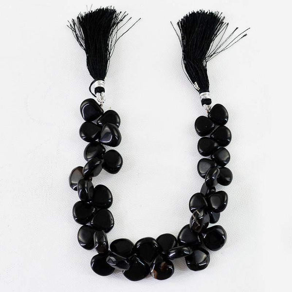 gemsmore:Natural Untreated Black Onyx Beads Strand