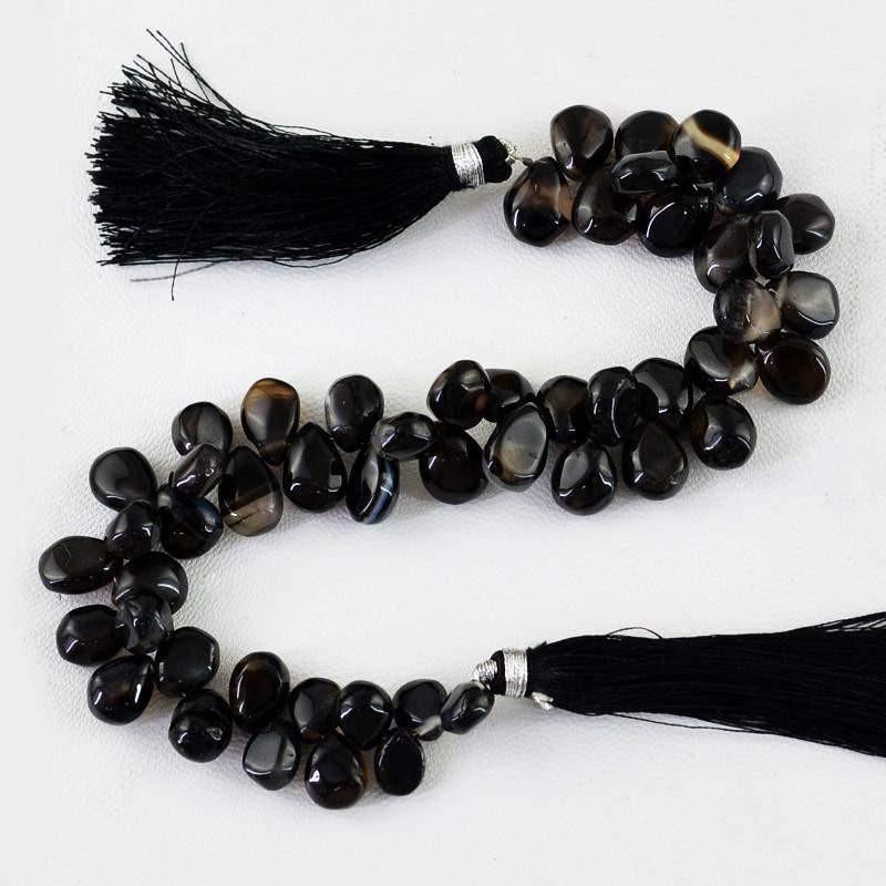 gemsmore:Natural Untreated Black Onyx Drilled Beads Strand