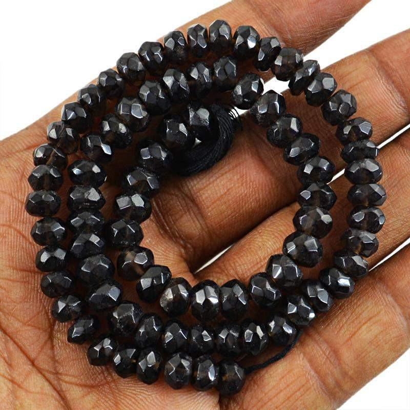 gemsmore:Natural Untreated Black Spinel Beads Strand