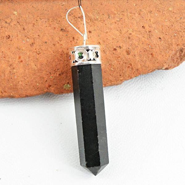 gemsmore:Natural Untreated Black Spinel Healing Point Pendant