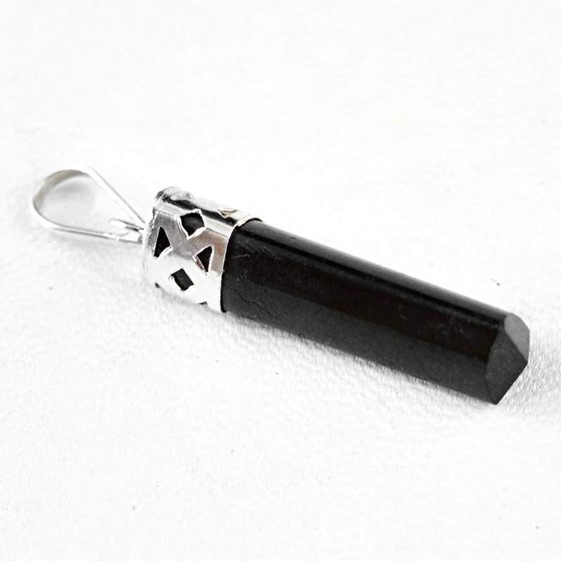 gemsmore:Natural Untreated Black Spinel Healing Point Pendant