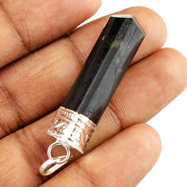 gemsmore:Natural Untreated Black Spinel Healing Point Pendant