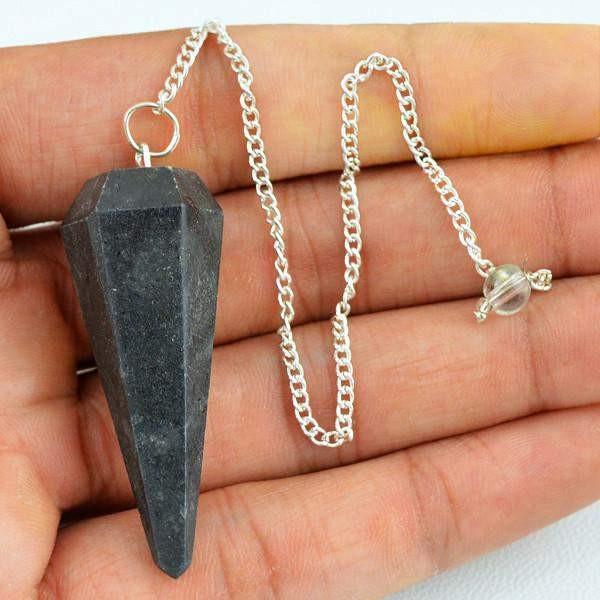 gemsmore:Natural Untreated Black Spinel Pendulum