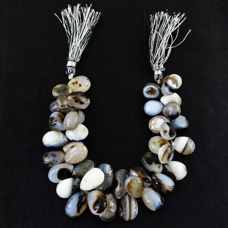 gemsmore:Natural Untreated Black & White Onyx Beads Strand