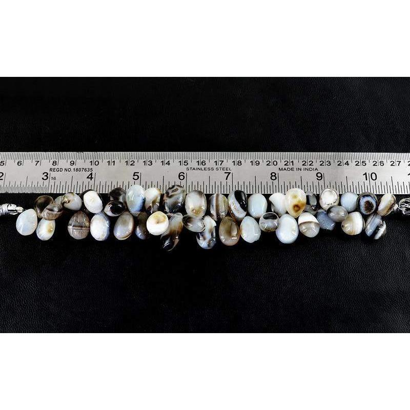 gemsmore:Natural Untreated Black & White Onyx Beads Strand