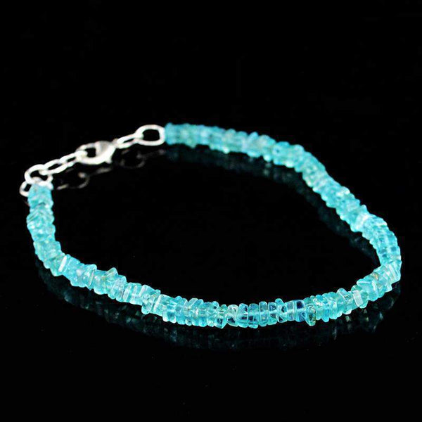 gemsmore:Natural Untreated Blue Apatite Beads Bracelet