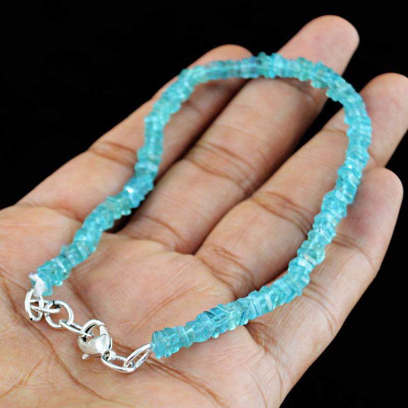 gemsmore:Natural Untreated Blue Apatite Beads Bracelet