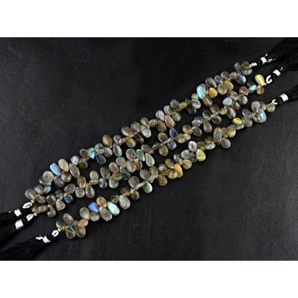 gemsmore:Natural Untreated Blue Color Flash Labradorite Beads Strands