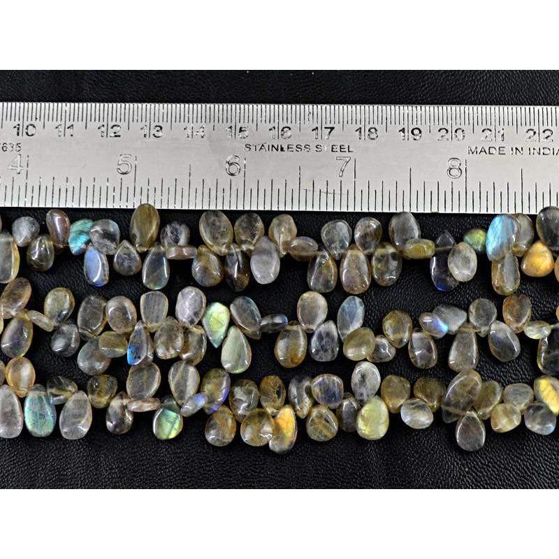 gemsmore:Natural Untreated Blue Color Flash Labradorite Beads Strands