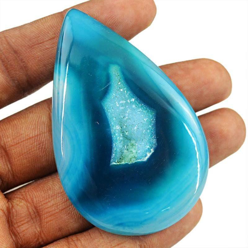 gemsmore:Natural Untreated Blue Druzy Onyx Pear Shape Gemstone