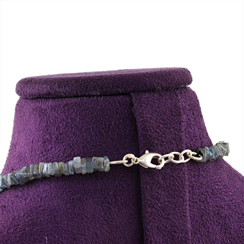 gemsmore:Natural Untreated Blue Flash Labradorite Beads Necklace