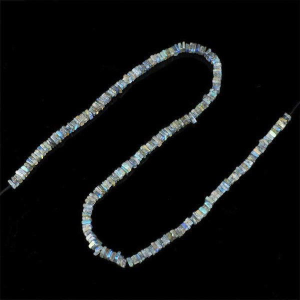 gemsmore:Natural Untreated Blue Flash Labradorite Beads Strand Drilled