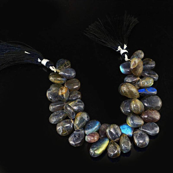 gemsmore:Natural Untreated Blue Flash Labradorite Beads Strand