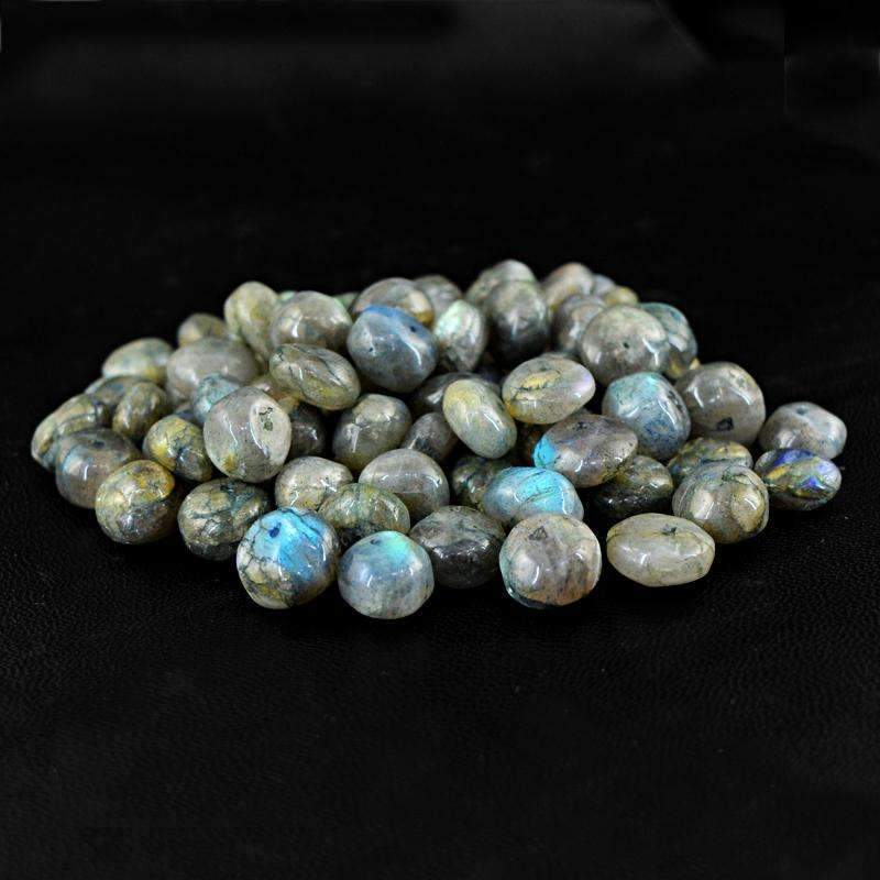 gemsmore:Natural Untreated Blue Flash Labradorite Drilled Beads Lot