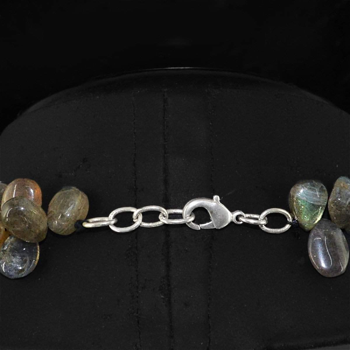 gemsmore:Natural Untreated Blue Flash Labradorite Necklace Pear Shape Beads