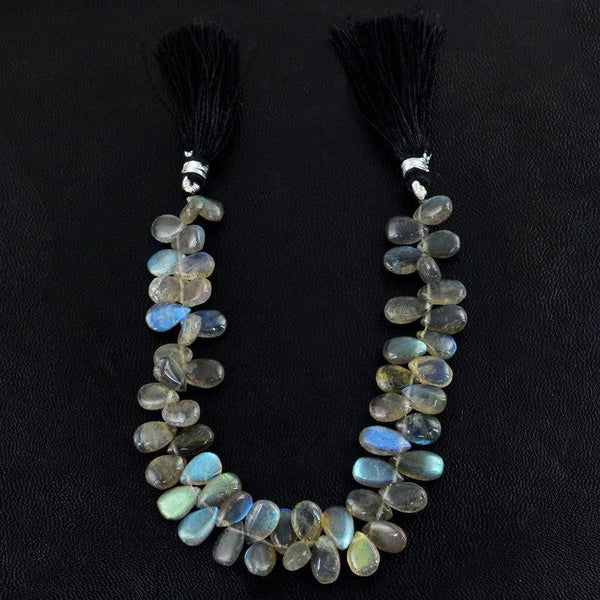 gemsmore:Natural Untreated Blue Flash Labradorite Pear Beads Strand