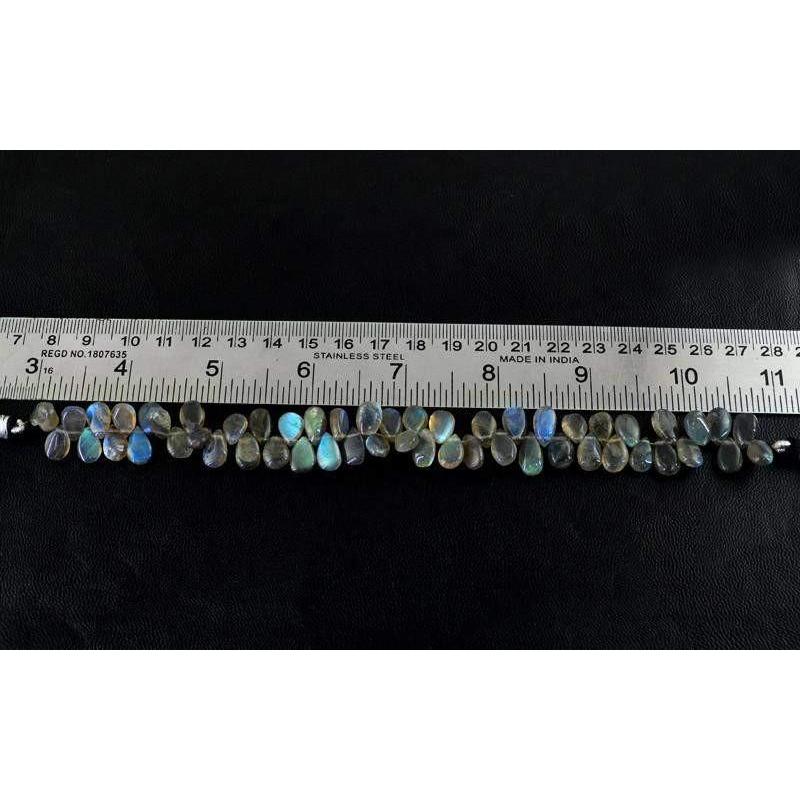 gemsmore:Natural Untreated Blue Flash Labradorite Pear Beads Strand