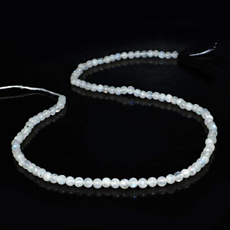 gemsmore:Natural Untreated Blue Flash Moonstone Strand Round Drilled Beads