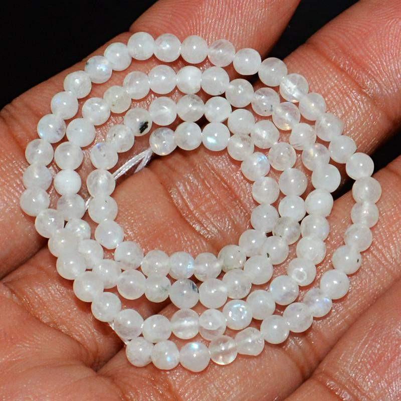 gemsmore:Natural Untreated Blue Flash Moonstone Strand Round Drilled Beads