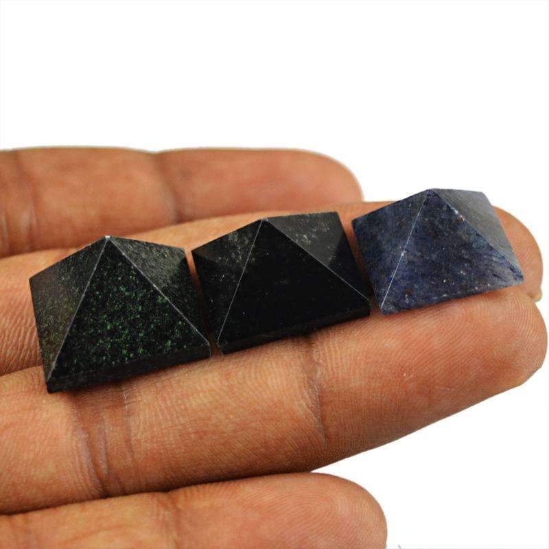 gemsmore:Natural Untreated Blue Iolite Healing Pyramid Gemstone Lot