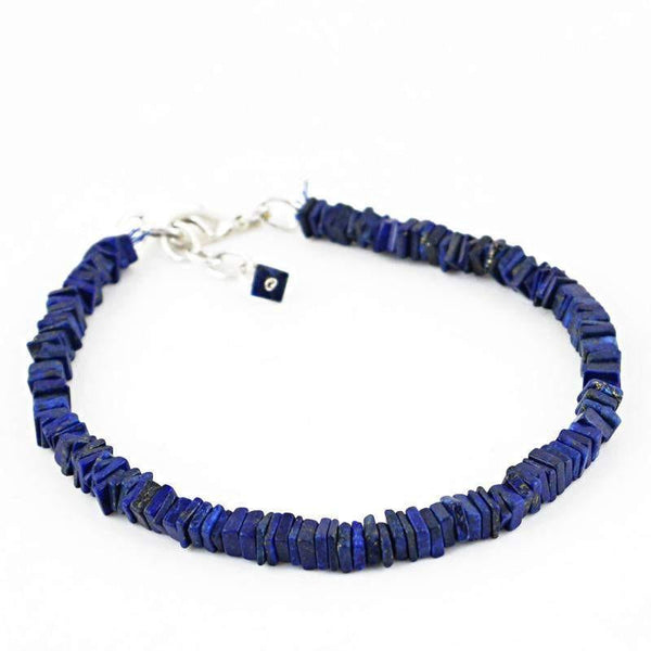 gemsmore:Natural Untreated Blue Lapis Lazuli Beads Bracelet