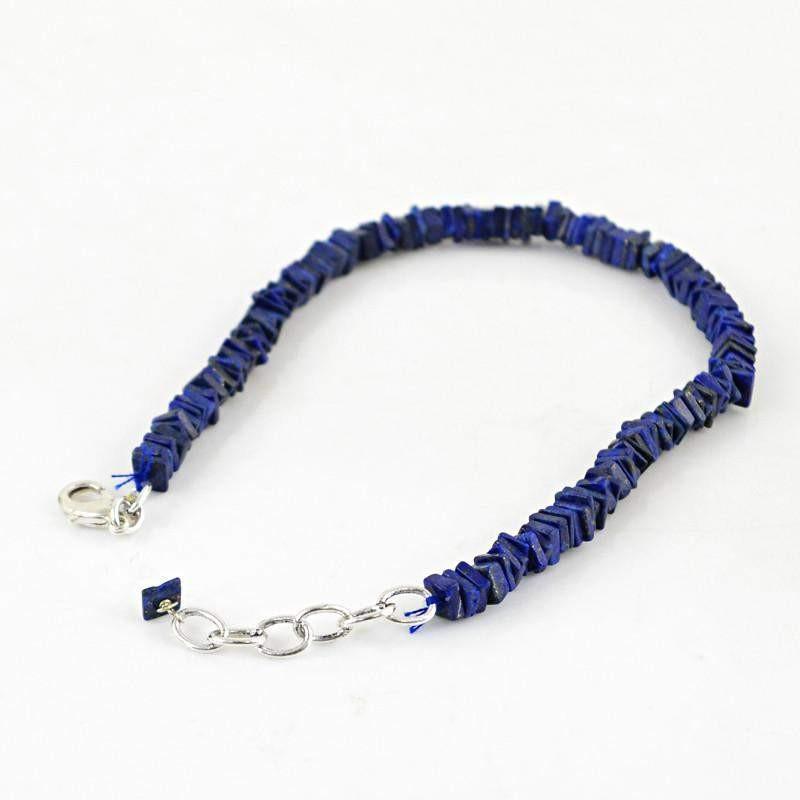 gemsmore:Natural Untreated Blue Lapis Lazuli Beads Bracelet