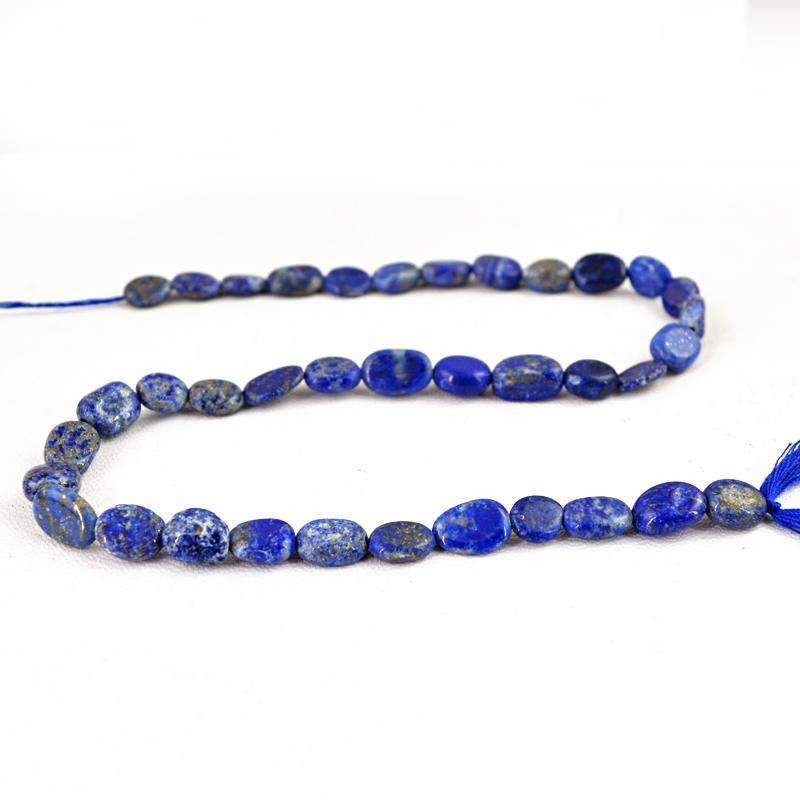 gemsmore:Natural Untreated Blue Lapis Lazuli Beads Strand - Drilled