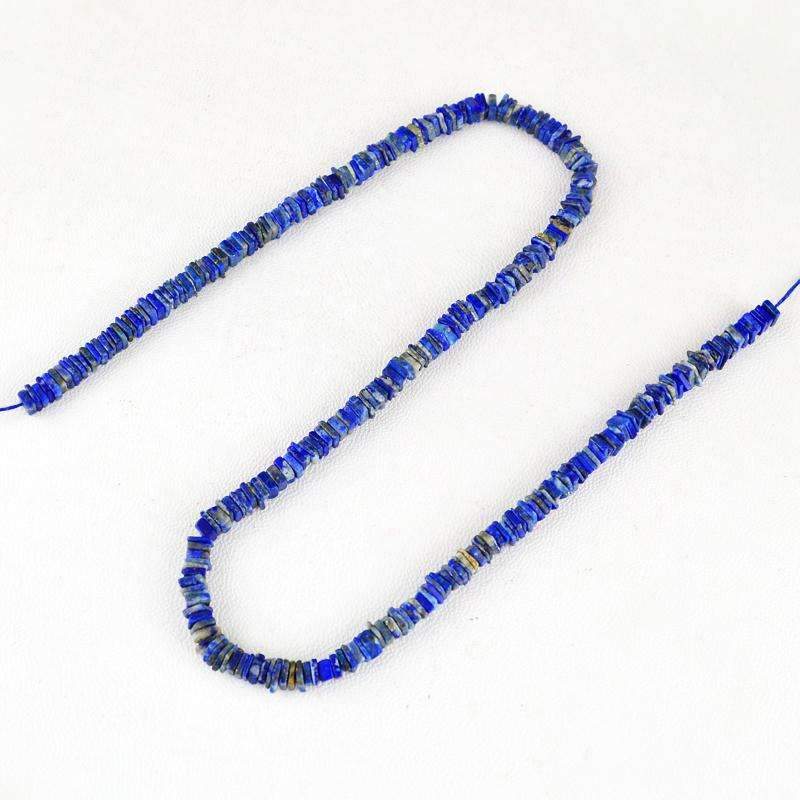 gemsmore:Natural Untreated Blue Lapis Lazuli Drilled Beads Strand