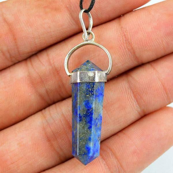 gemsmore:Natural Untreated Blue Lapis Lazuli Healing Point Pendant