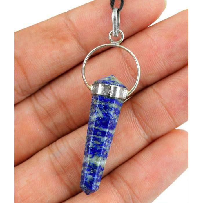 gemsmore:Natural Untreated Blue Lapis Lazuli Healing Point Pendant