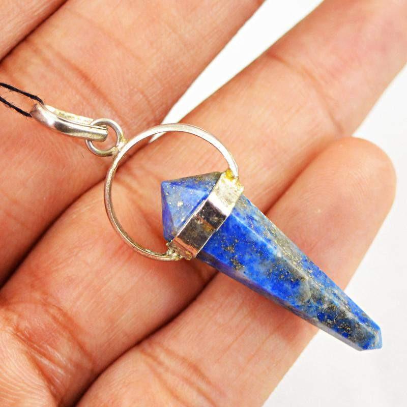 gemsmore:Natural Untreated Blue Lapis Lazuli Healing Point Pendant