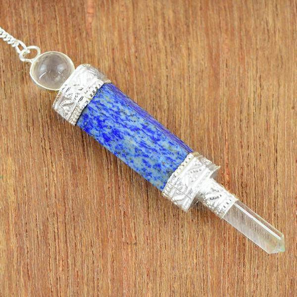 gemsmore:Natural Untreated Blue Lapis Lazuli Meditation Healing Ball Point Pendulum