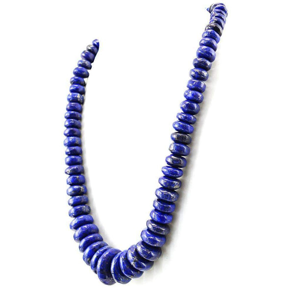 gemsmore:Natural Untreated Blue Lapis Lazuli Necklace Round Beads