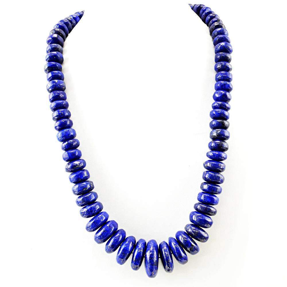 gemsmore:Natural Untreated Blue Lapis Lazuli Necklace Round Beads