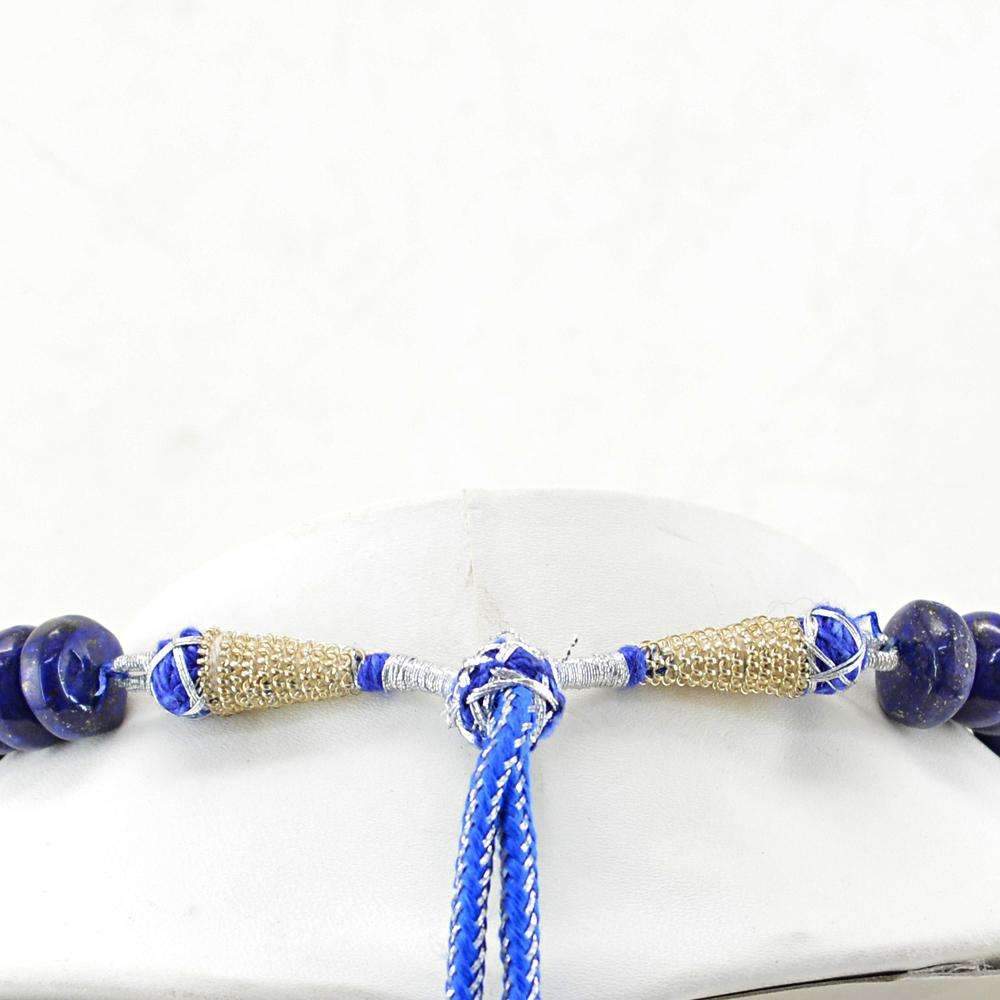 gemsmore:Natural Untreated Blue Lapis Lazuli Necklace Round Beads