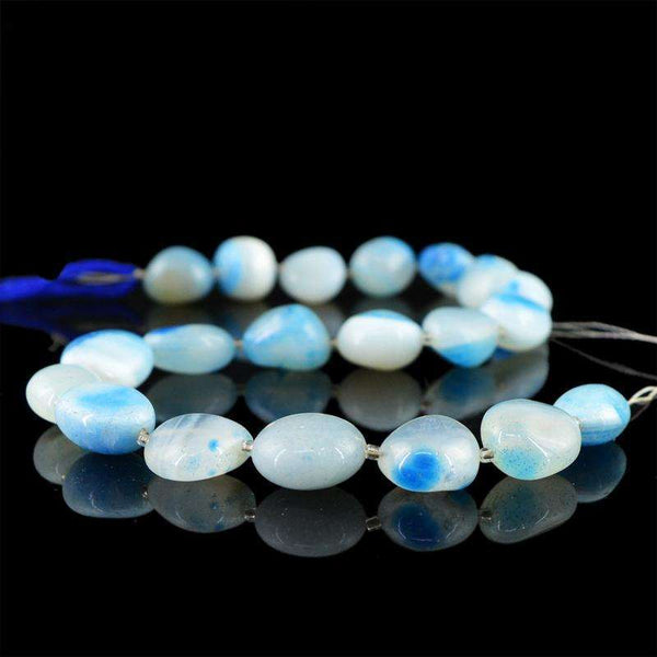 gemsmore:Natural Untreated Blue Onyx Beads Strand - Drilled