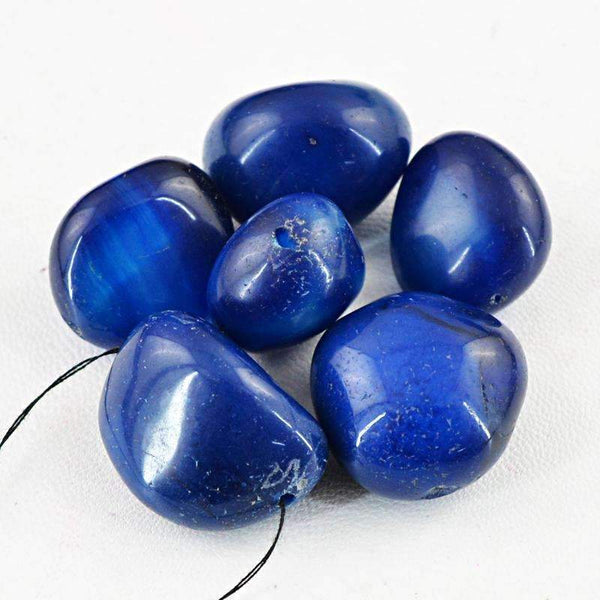 gemsmore:Natural Untreated Blue Onyx Drilled Beads Lot