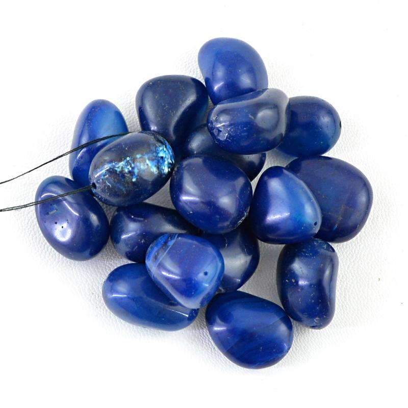 gemsmore:Natural Untreated Blue Onyx Drilled Beads Lot