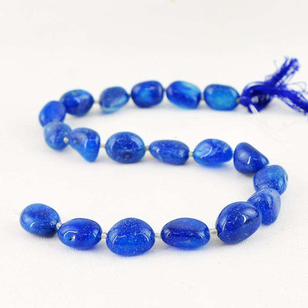 gemsmore:Natural Untreated Blue Onyx Drilled Beads Strand