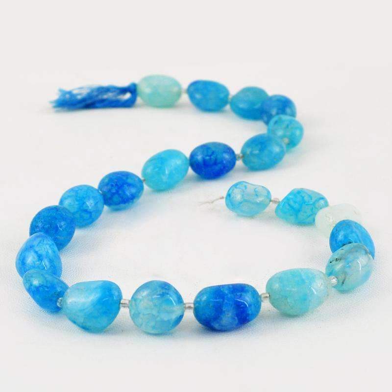 gemsmore:Natural Untreated Blue Onyx Drilled Beads Strand