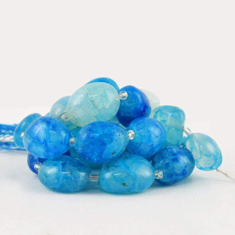 gemsmore:Natural Untreated Blue Onyx Drilled Beads Strand