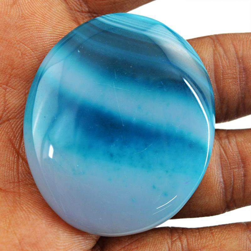 gemsmore:Natural Untreated Blue Onyx Oval Shape Gemstone