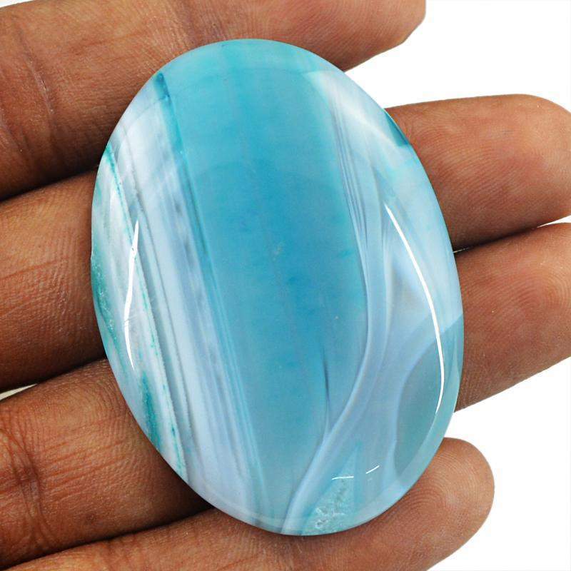 gemsmore:Natural Untreated Blue Onyx Oval Shape Gemstone