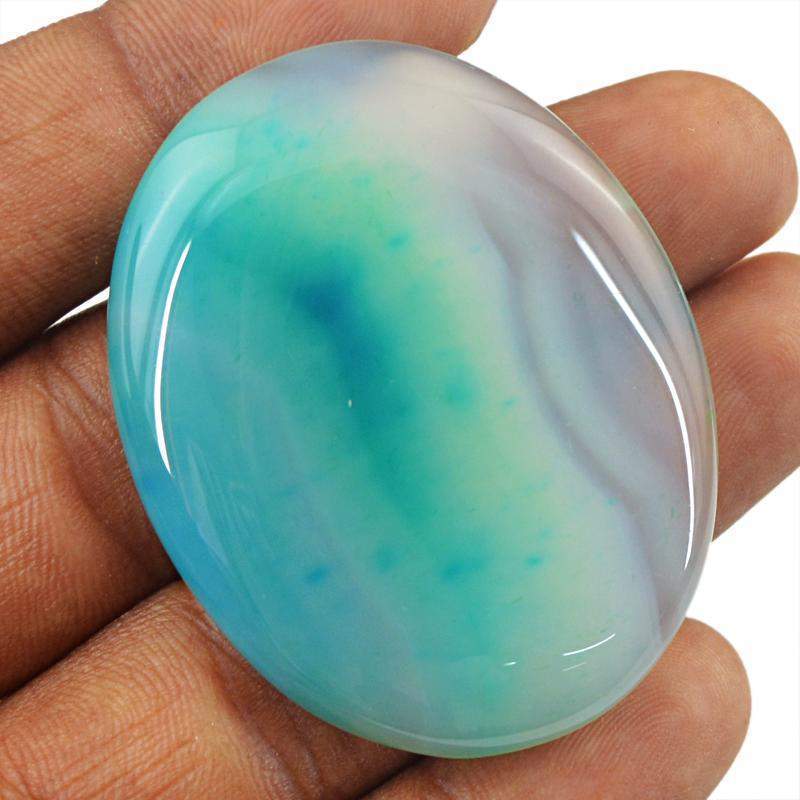 gemsmore:Natural Untreated Blue Onyx Oval Shape Gemstone