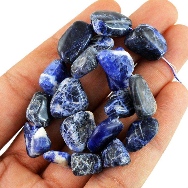 gemsmore:Natural Untreated Blue Sodalite Beads Strand