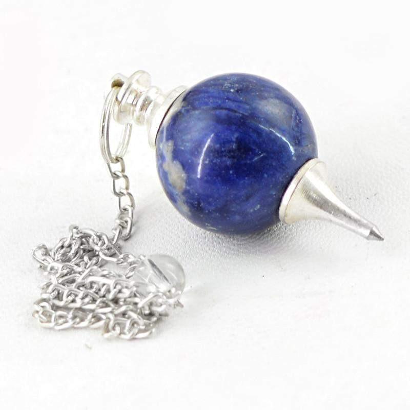 gemsmore:Natural Untreated Blue Sodalite Healing Ball Point Pendulum