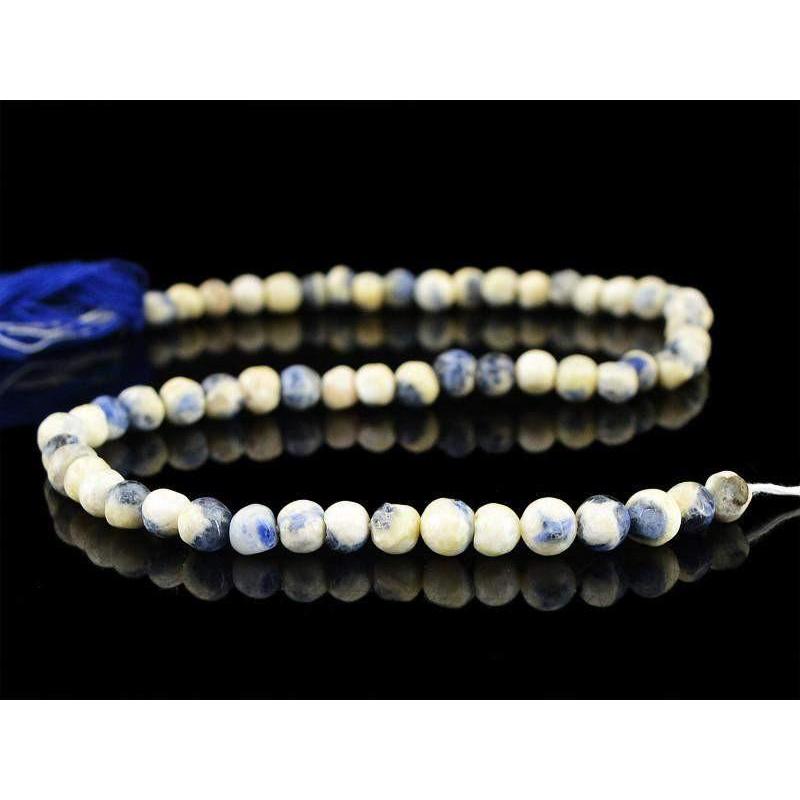 gemsmore:Natural Untreated Blue Sodalite Round Shape Beads Strand