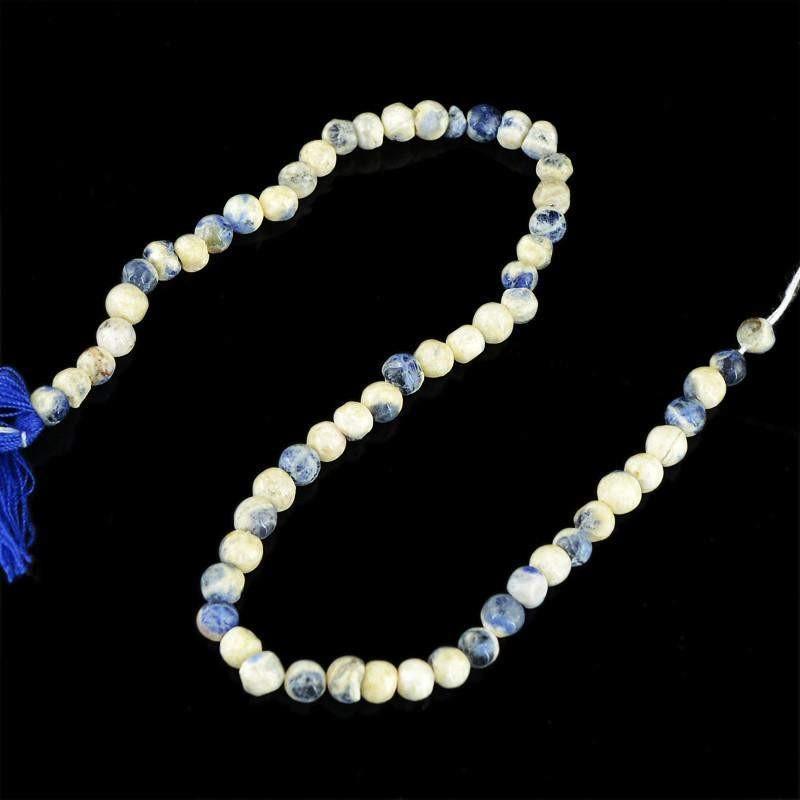 gemsmore:Natural Untreated Blue Sodalite Round Shape Beads Strand