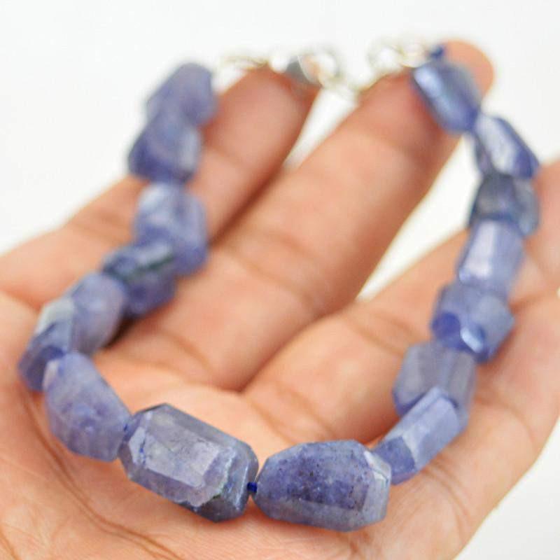 gemsmore:Natural Untreated Blue Tanzanite Bracelet Faceted Beads