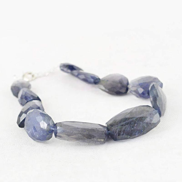 gemsmore:Natural Untreated Blue Tanzanite Bracelet Faceted Beads